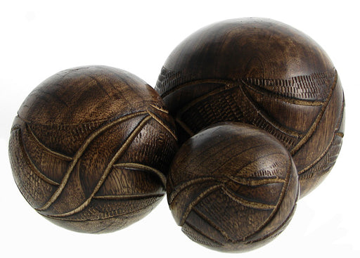 Wooden Decorative Engraved Balls  Set of 3  -  Sale