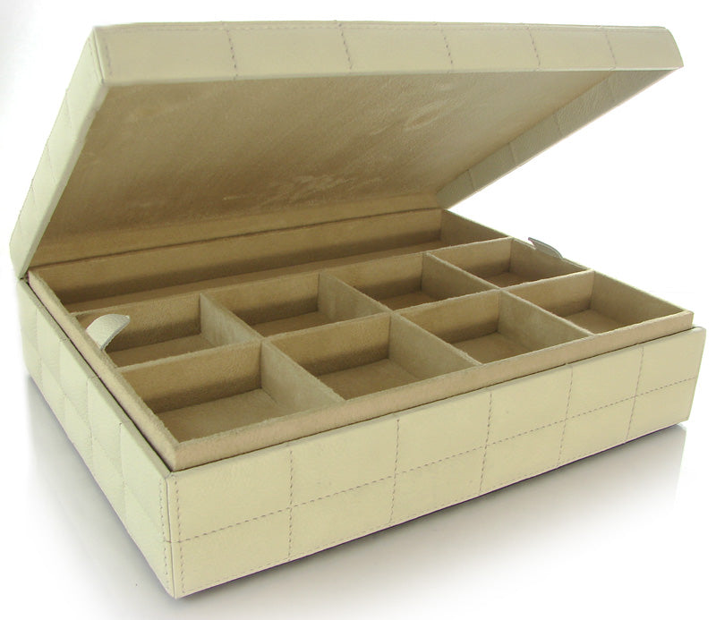 Quilted Leather Jewellery Box with Lift Out Tray - RL1212 - Sale