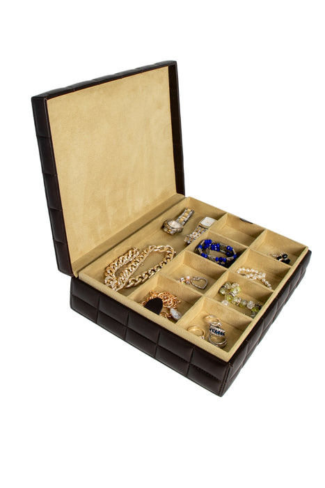 Quilted Leather Jewellery Box with Lift Out Tray - RL1212 - Sale