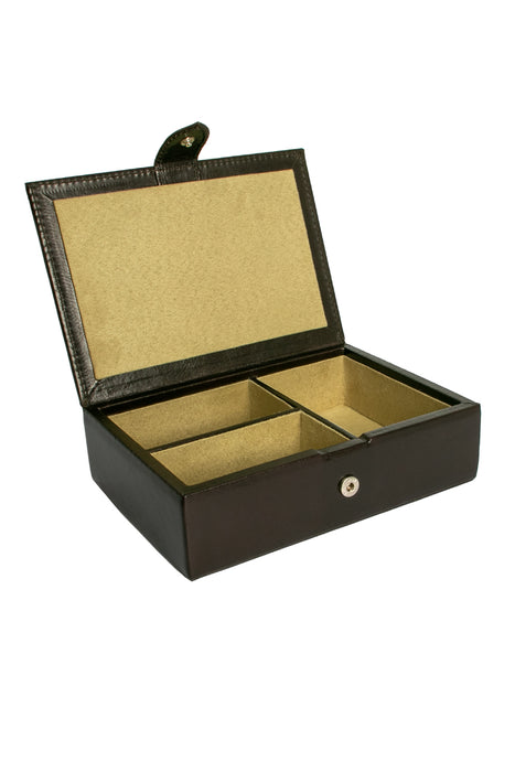 Small Leather Jewellery Box with dividers - RL1254
