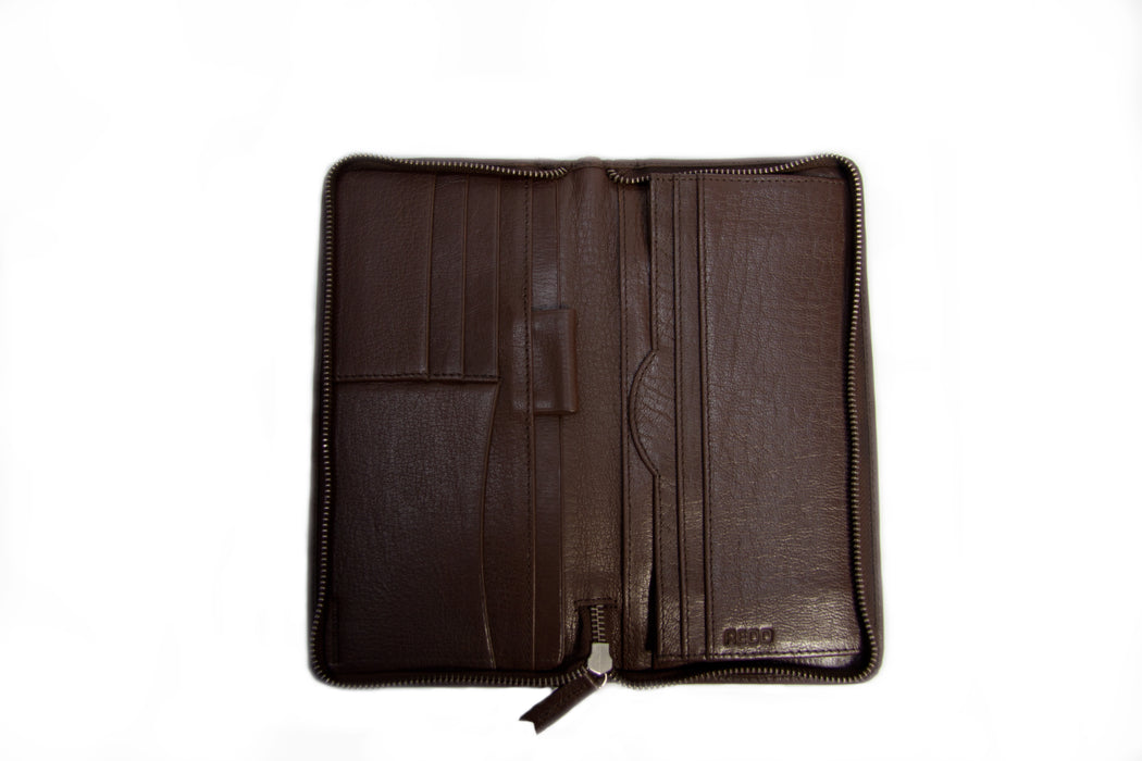 Leather Zip Around Travel Wallet