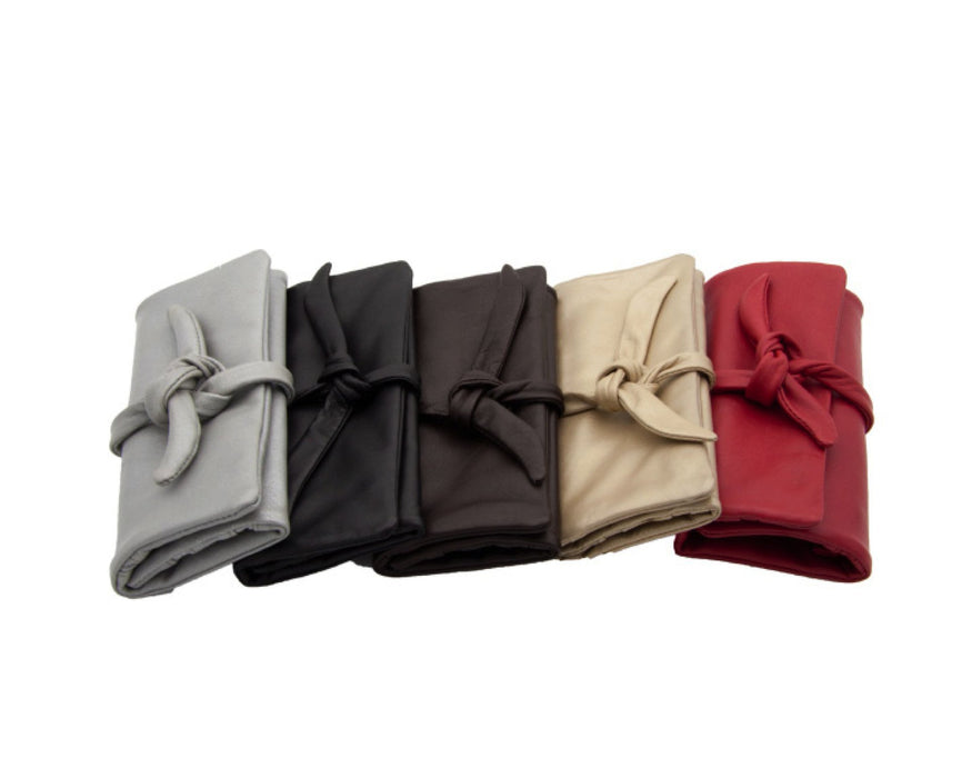 Leather Jewellery Roll with Knot Tie Closure   RL1852