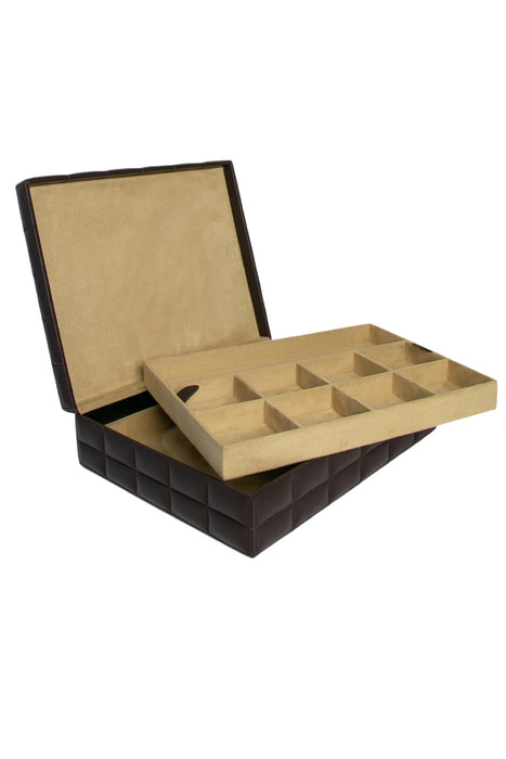 Quilted Leather Jewellery Box with Lift Out Tray - RL1212 - Sale