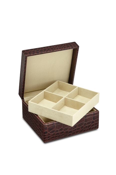 Square Leather Jewellery Box - RL860