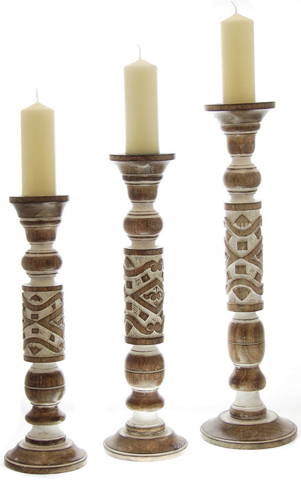 Wooden Pillar Candle Holders  - ex display stock Sale