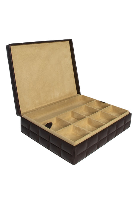 Quilted Leather Jewellery Box with Lift Out Tray